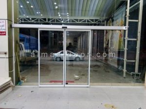 اجرای درب اتوماتیک شیشه ای اسلایدینگ فروشگاه زنجان